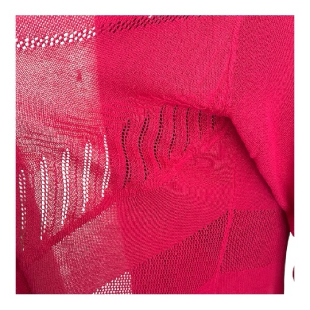 Torried Pointelle Long Open-Front Long Knit Duster Cardigan Raspberry Pink - 4X - Picture 3 of 7